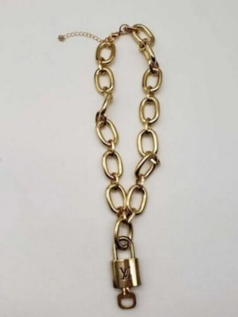 Gold-Plated Necklace with Authentic Louis Vuitton Padlock